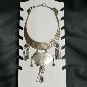 Vintage Hand Carved Hmong Engraved Silver Necklace